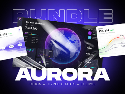 Aurora Bundle 3d animation aurora bundle chart combo dashboard dataviz design desktop development graphic design illustration infographic product set statistic template ui ux