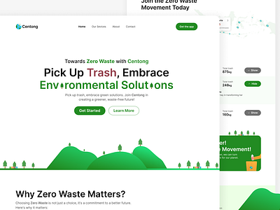 Centong - Zero Waste Website Landing Page app design green landing page trash tree ui ux web zerowaste