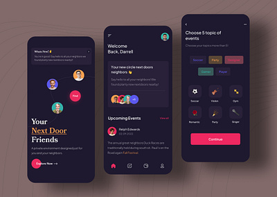 Next Door: Social Media Application android app app design branding design ui ux