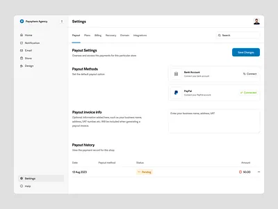 Payout Page banking billing clean dashboard financial financial app fintech fintech app minimal minimalistic money payment payout payout page settings transaction white withdraw
