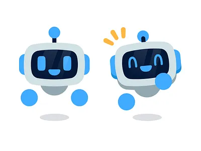 Minimal & Cute Robot Mascot ai android app branding cartoon character children cute flat funny icon illustration kids learning logo mascot robot smile technology vector