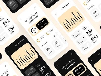 Home Appliance Management App UI app app design application clean ui dailyui dark dark mode home home appliances minimal ui mobile app modern simple ui design user interface