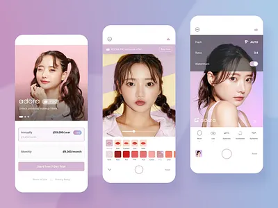 Adora ai ar artificial intelligence augmented reality beauty design makeup mobile app ui ux