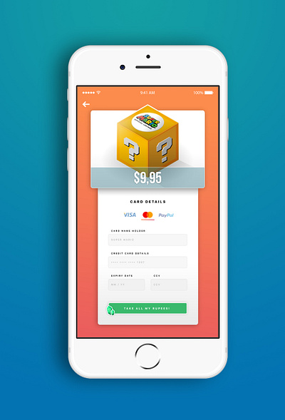 DailyUI 002 - Credit card screen creditcard dailyui illustration illustrator lootbox payment photoshop super mario ui