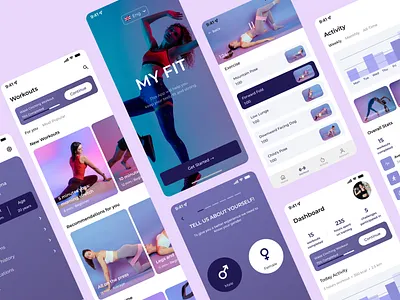 Fitness Mobile App activity app application dashboard exercise fitness fitness app gym health ios navigation onboarding saas startup statistics ui ux web design workout yoga