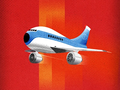 Chubby Pan Am plane cartoon cute illustration mid century minimalist modern pan am plane sd texture vector vintage