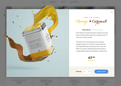 Daily UI 012 - E-commerce item branding caramel cinema 4d dailyui ecommerce illustrator mango packaging design photoshop product shop page tea