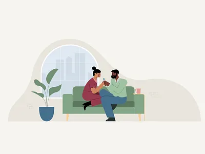 Hug animation celebrate character animation characters city explainer gif hug hugging illustration living room motion pregnancy test pregnant test