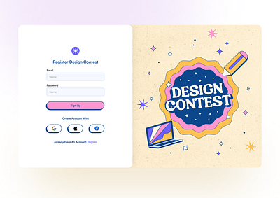 Sign Up Page for Design Contest dailyui design desktop graphic design illustration