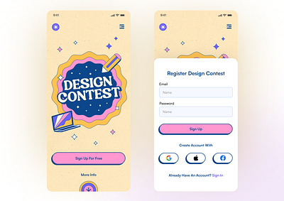 Sign Up Page for Design Contest dailyui graphic design illustration mobile ui