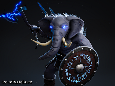 Elephant Viking 3D Model 3d 3d animal 3d character 3d model 3d warrior 3dart animal elephant