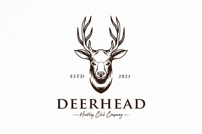 Deer Head Vector Logo Template antlers brand identity face forest hunting