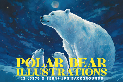 12 Polar Bear Illustrations in 5K artic backgrounds bears cold family illustrations mama night north pole northern lights polar snow wallpaper winter