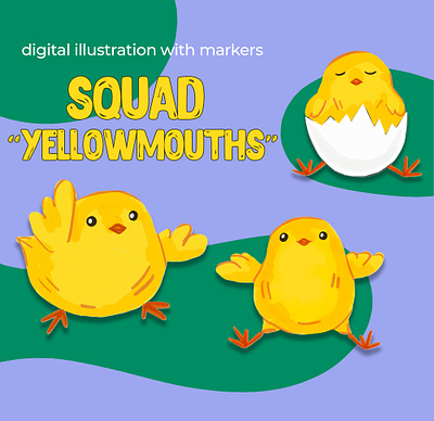 Squad "Yellowmouth". Quick sketch with markers branding cartoon character character illustration clipart digital art digital illustration illustration