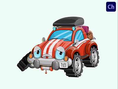Red Car Adobe Character Animator Puppet Template adobe character animator animated car animated character animation car car animation car character car puppet character animator character design red car vechicle