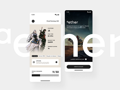 Aether (UI concept) android app design games gaming ios mobile app mobile application product design ui ui design video games