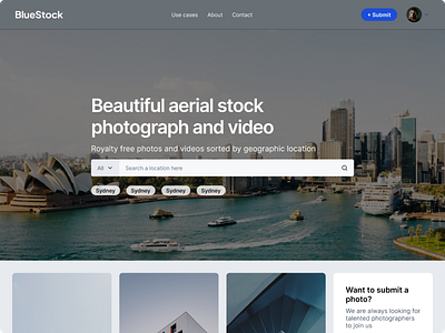 🚀 BlueStock: Where Every Shot Tells a Story 📷 design junior landing photos stock typography ui ux videos web