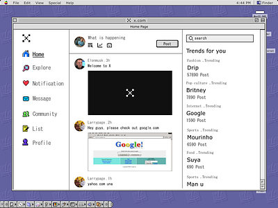 X.com but 1998 branding creative design dribbble ui