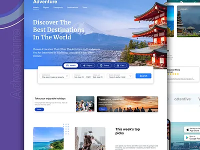 Tour Landing webpage design app ui ux figma design landing page landing page design product design responsive design tour web design tourism website ui ux design uiux user experience user interface visual design webdesign website design website ui website ui ux design