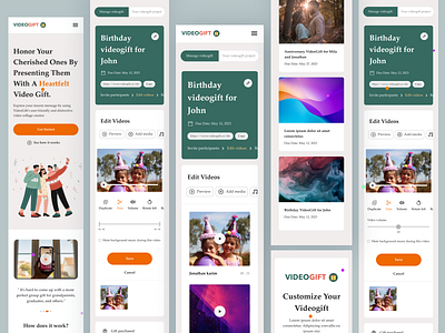 VideoGift Responsive Design app design button editing gift app gift design gift website profile create responsive responsive design title uiux video chat video edit video edit app video edit web video gift video graph video message videogift web responsive