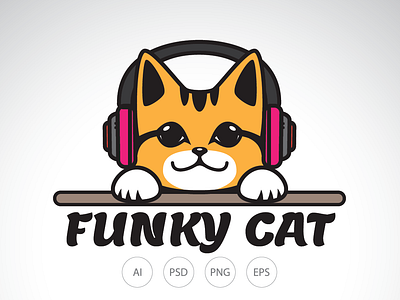 Funky Cute Cat Logo by Heavtryq on Dribbble