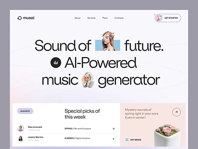 Musai Website design interface product service startup ui ux web website