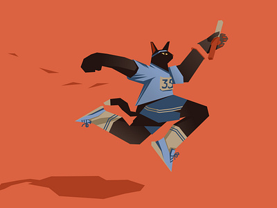 Athlete cat black cat cat catland character flat graphic design illustration jump relay race retro run sport vector