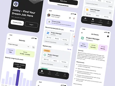Job Search - Mobile App Concept clean design clean ui interface job search mobile app product design ui ux
