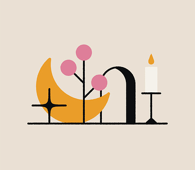 Impossible StilLife #2 candle graphic design icon illustration line logo minimalist moon mystic star stilllife tree ui