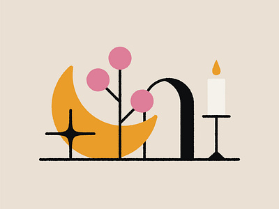 Impossible StilLife #2 candle graphic design icon illustration line logo minimalist moon mystic star stilllife tree ui