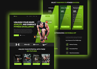 From Concept to Reality: FitTrack's Journey clean layout digital workout plans eye catching figma figma design fitness green health journey ui uiux ux virtual training visual fitness web design webflow website design website development workout goals