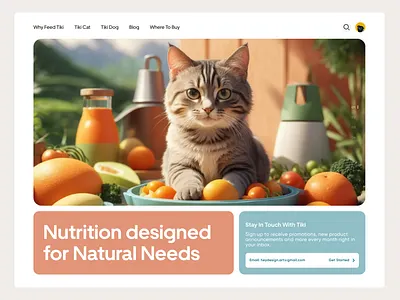 Cat food store landing page 3d cat character clean design coloful color food heydesign minimalist pet store ui design website design