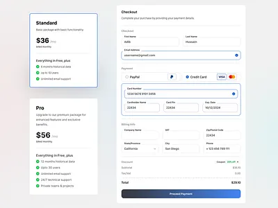 Pricing & Checkout - SaaS cart checkout checkout component checkout page clean components membership minimal payment plan pricing pricing component pricing plan product product design saas saas ui subscription ui ux