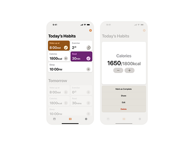 Habits Tracker app branding design illustration product design ui ux