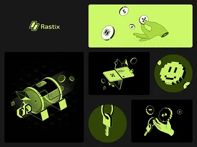 Illustrations for a crypto project app coin crypto fintech icon illustration key nft okx rastix smile ui vector visual identity wallets web zksynk