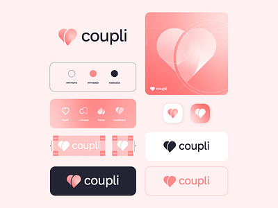 coupli final logo design blog brand branding clean couple coupli female feminine gradient heart love magazine minimalist minimalistic modern modern gradient partner relationship simple