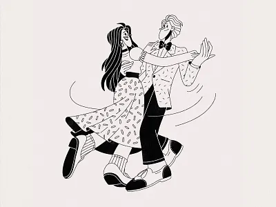 Dance black and white butterfly dance dress graphic diary illustration ink man sketch thin line turn young woman