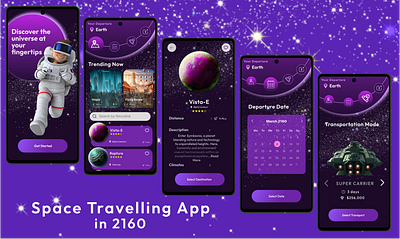 Space Travel App app design cosmos figma graphic design mobile app space travel space travel app travel app ui ux univers travel