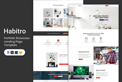 Portfolio Showcase Landing Page audio broadcast business creative design header homepage illustration landing landingpage layout marketing microscope onepager podcast radio research startup uikits website