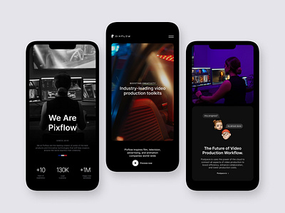 Pixflow Website in responsive app design components dark film responsive ui webdesign