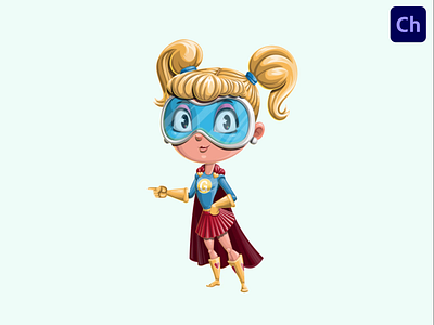 Cute Girl Superhero Adobe Character Animator Puppet Template adobe character animator animated character animated girl animation character animator character design cute girl girl animation girl character girl superhero hero girl super girl superhero puppet