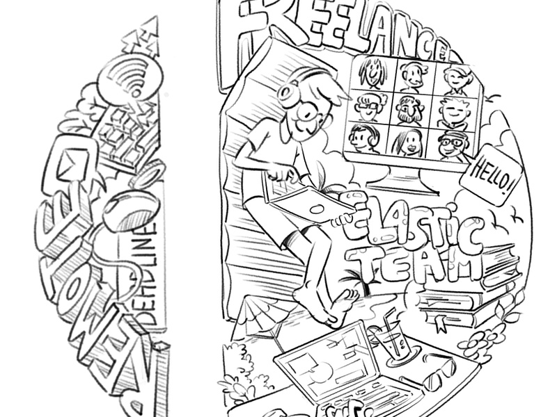 Freelance Remote Life Doodle artwork branding comic commission doodle illustration logo visual