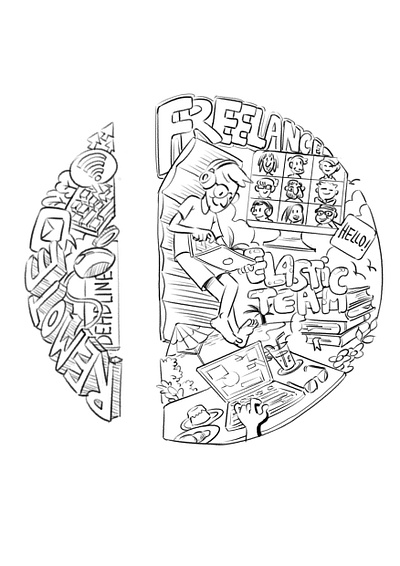 Freelance Remote Life Doodle artwork branding comic commission doodle illustration logo visual