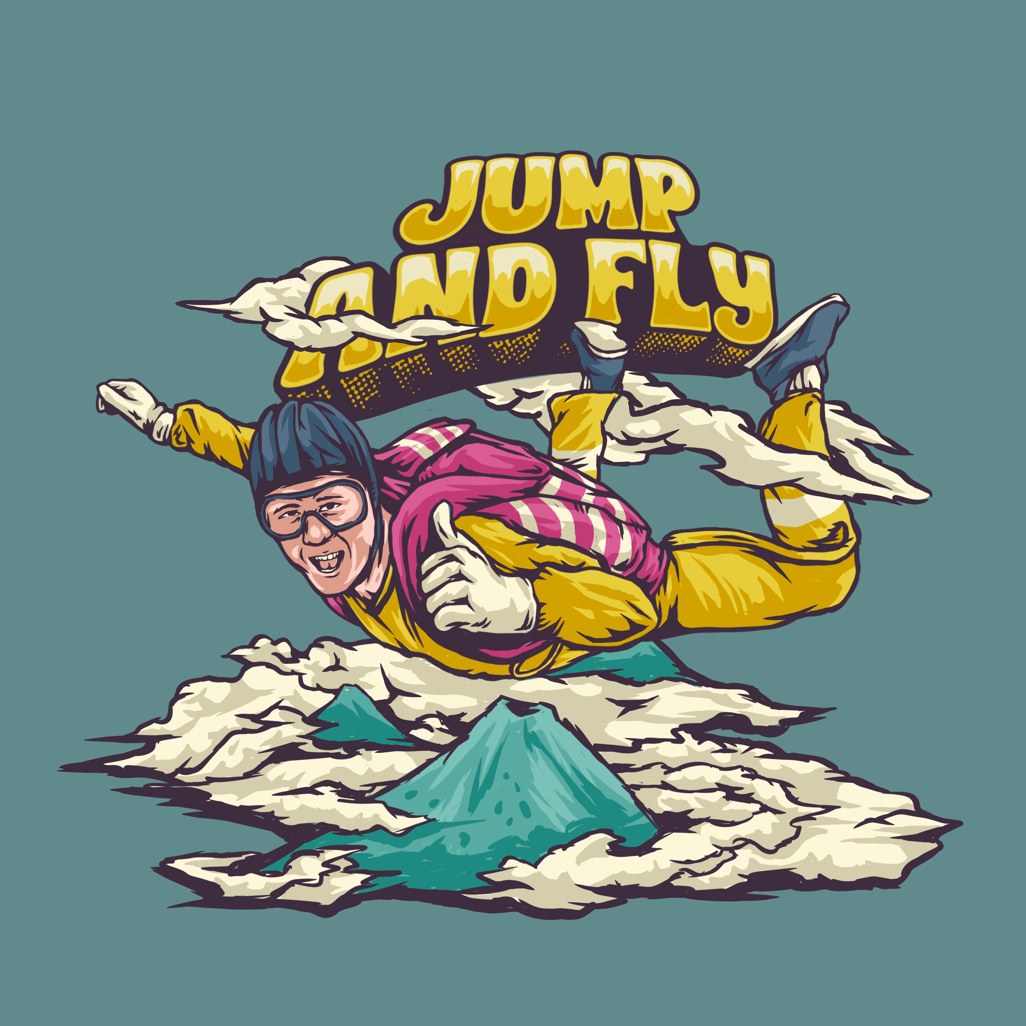 Skydive illustration apparel art illustration cartoon concept art drawing fly fun graphic design handdrawn illustration skydive tshirt ui