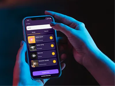 Audiodrop: Where sound and visuals create a new experience! branding dark ios sharing sound typography ui