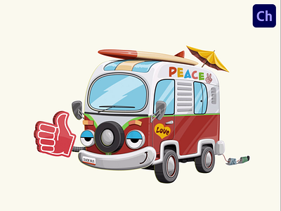 Hippie Van Adobe Character Animator Puppet Template adobe character animator animated character animation character animator character design hippie van vehicle