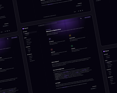 Rapture - Framer Template dark light mode dark theme design docs docs page documentation template figma figma design framer framer template graphic design product design ui ui design ux ui