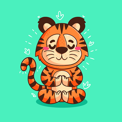 Yoga Tiger animal cartoon character colorful cute design graphic design illustration logo tiger ui yoga