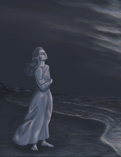 Woman by the Sea drawing illustration