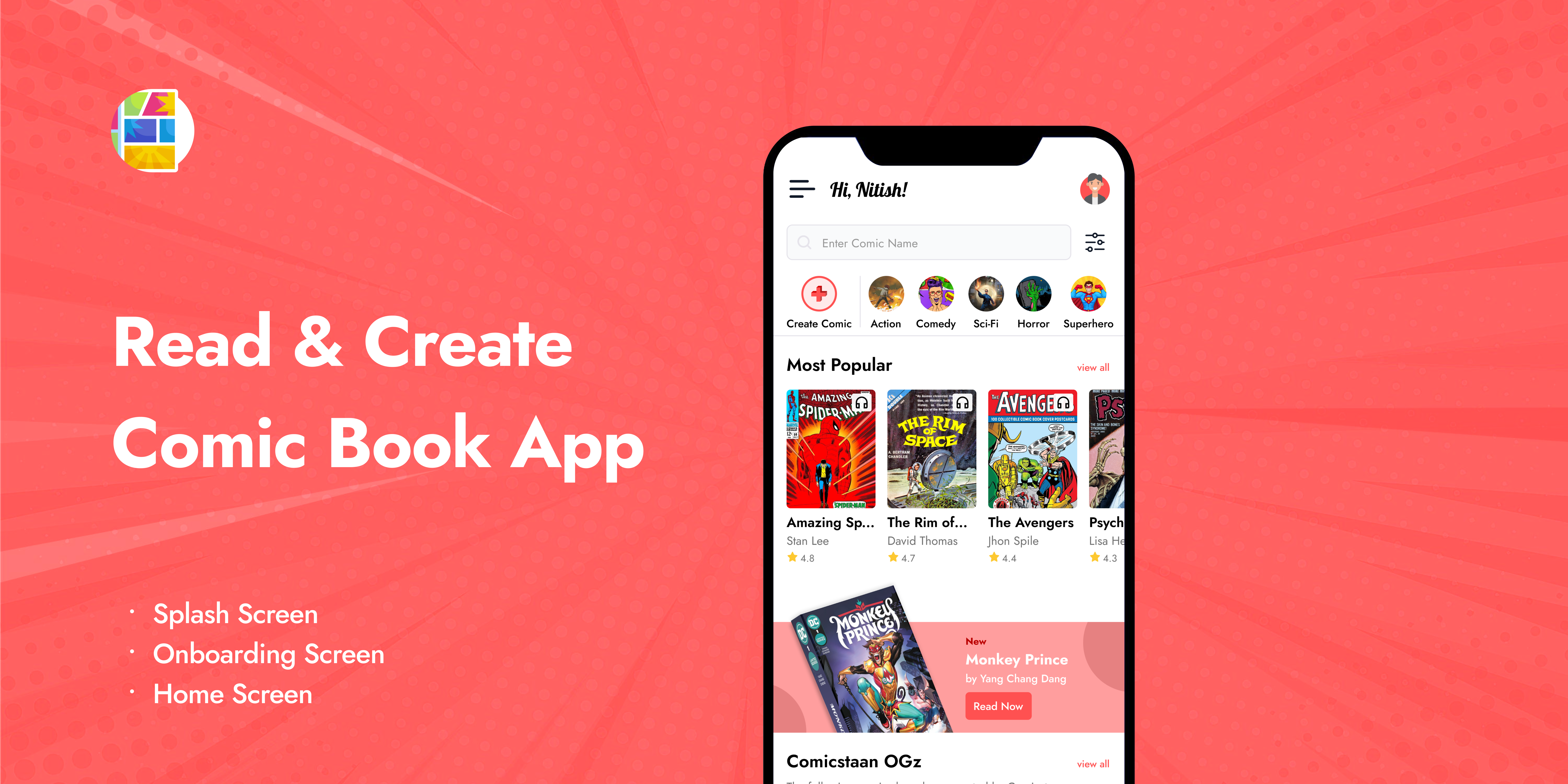 Comicstaan - Read & Create Comic App branding design ui uiux ux vector visual design